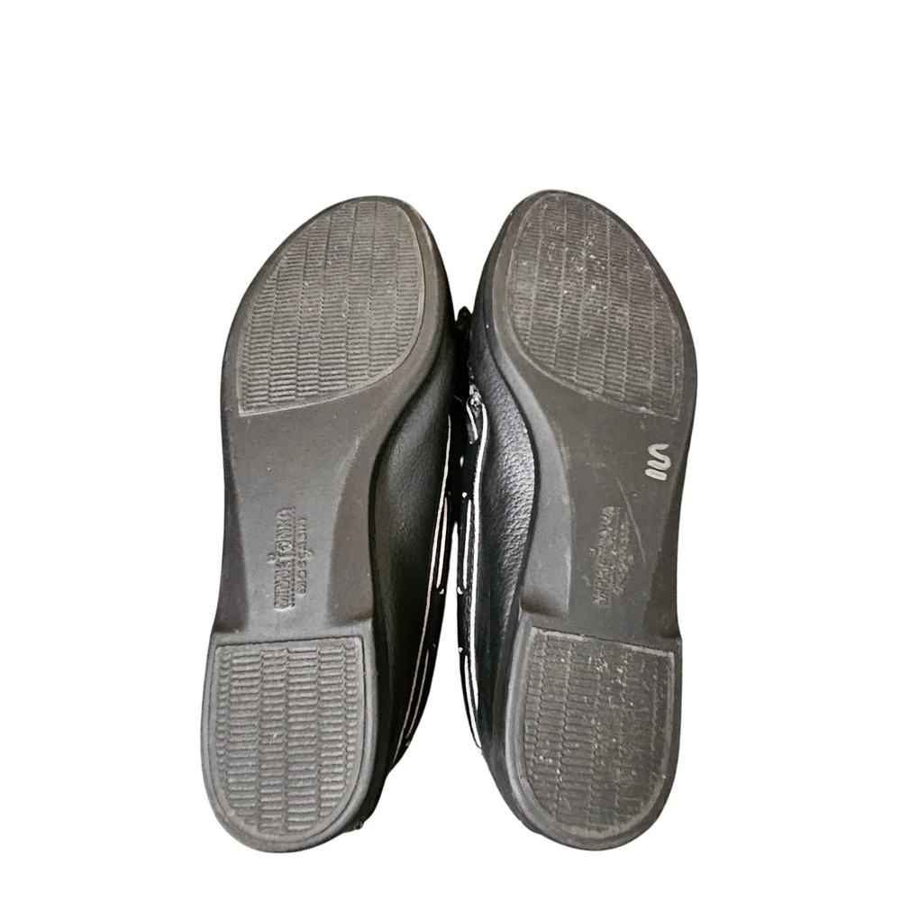 Minnetonka Moccasins‎ Black Leather Studded Fringe Loafers Women Size 9 USA Made - Picture 9 of 9